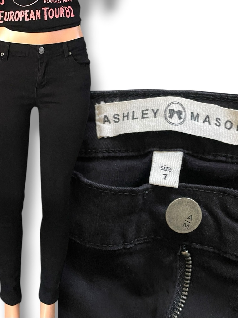 Ashley Mason Black Skinny Jeans Size 7 AMM-487 Minimalist High Rise Stretch